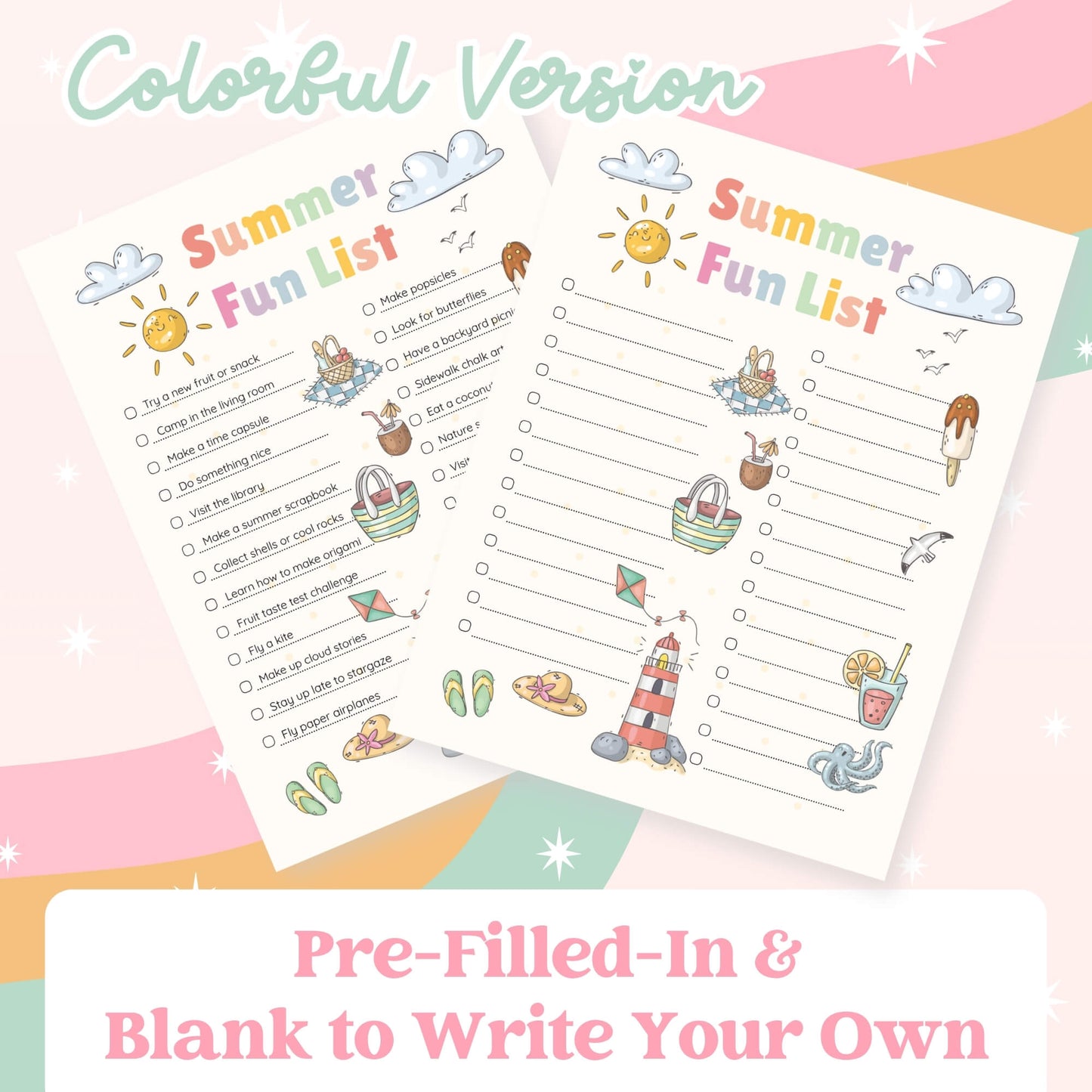 Summer Fun List – Printable Bundle for Kids