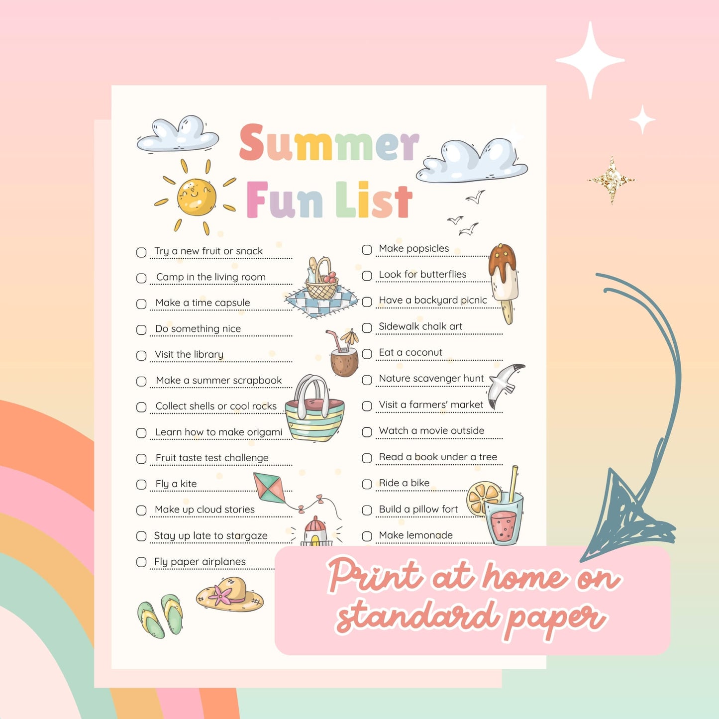 Summer Fun List – Printable Bundle for Kids