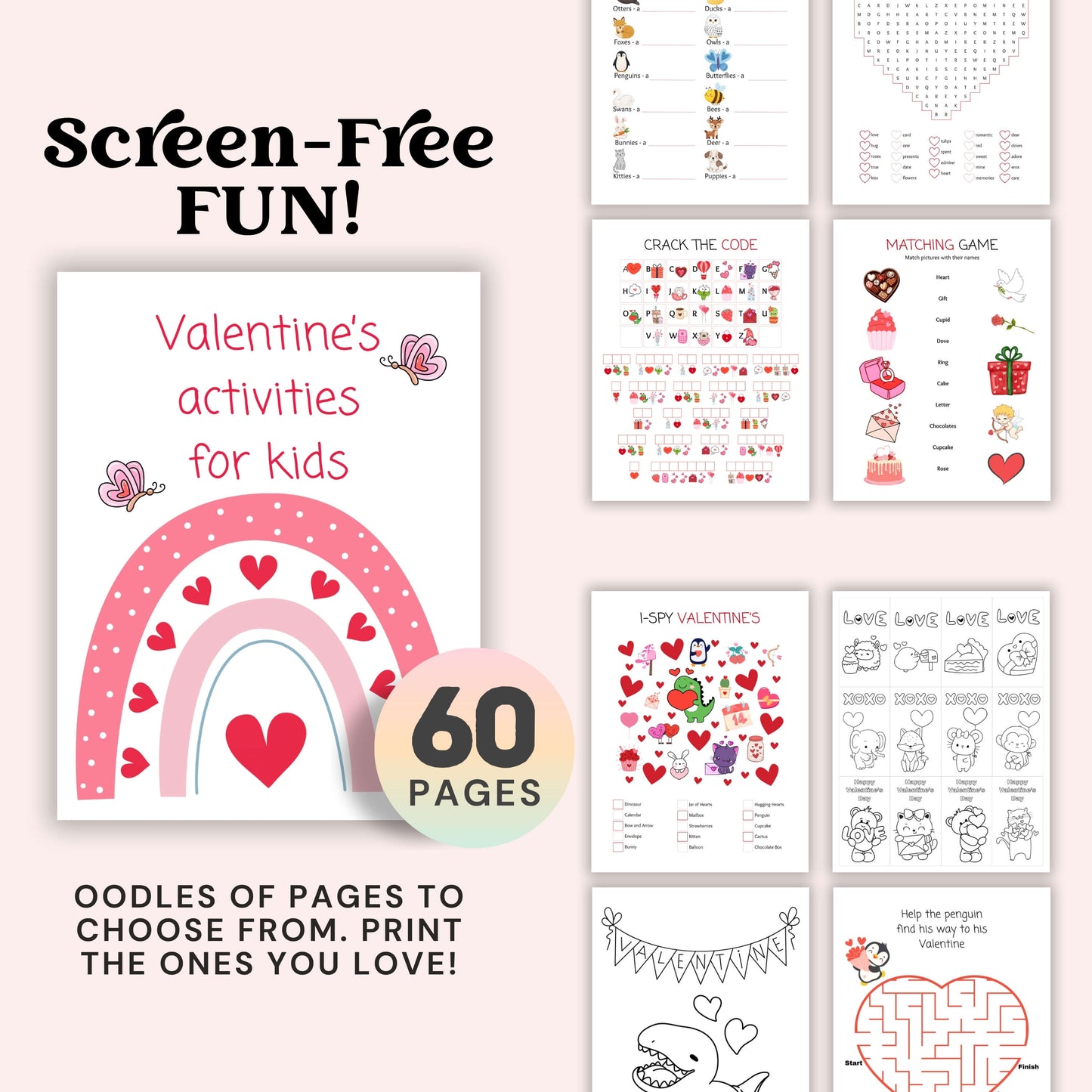 Valentine’s Day Activity Workbook for Kids | Printable Games, Puzzles & Fun Pages