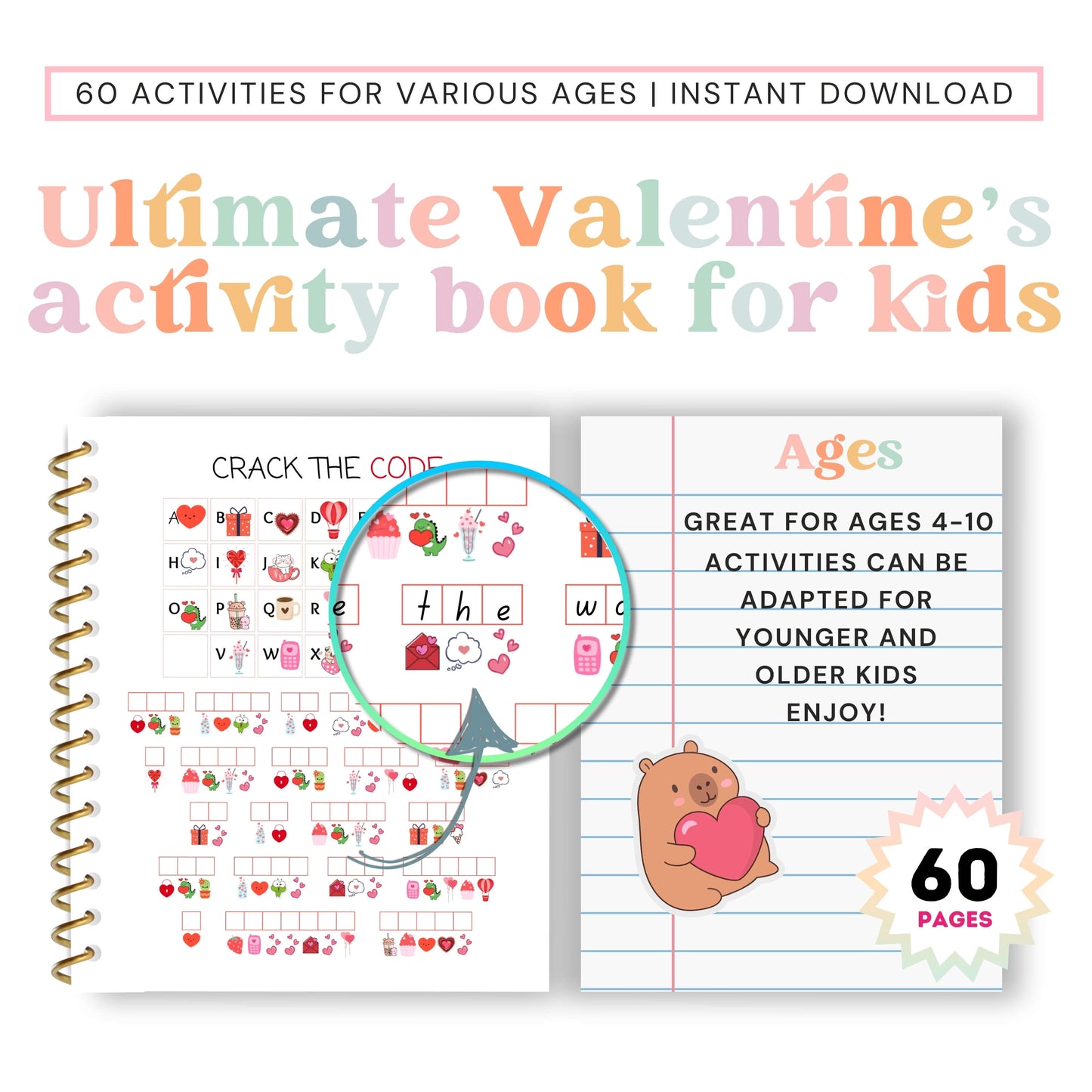 Valentine’s Day Activity Workbook for Kids | Printable Games, Puzzles & Fun Pages